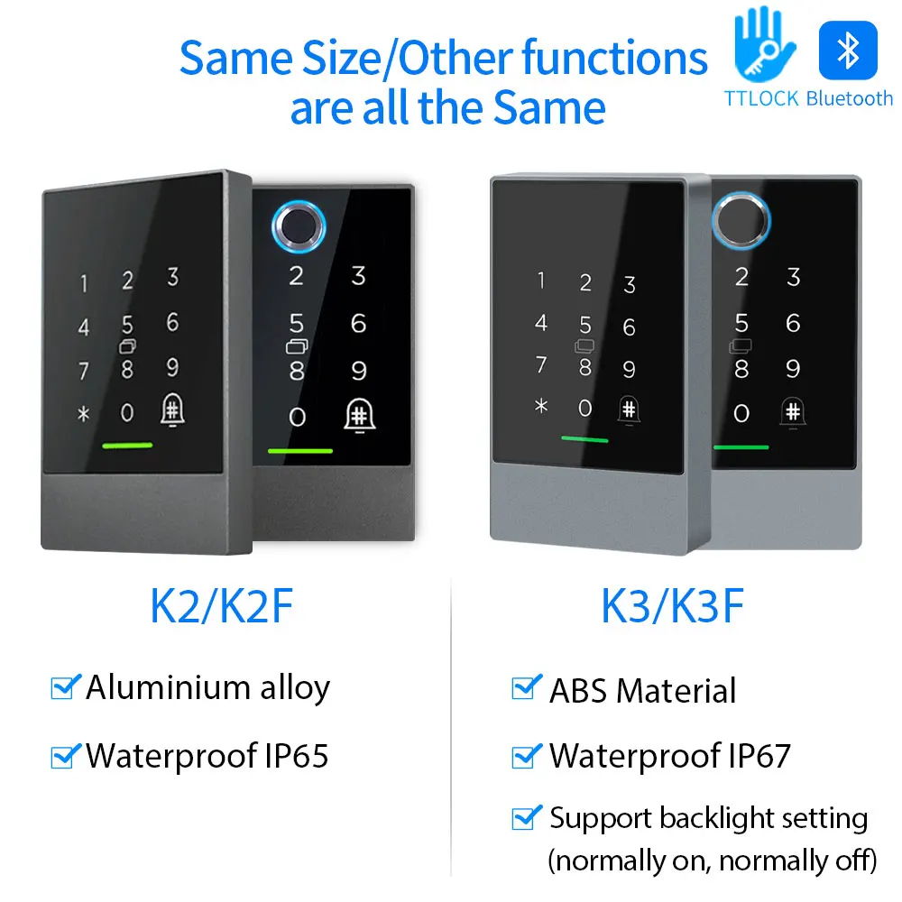 Bluetooth Fingerprint Access Controler Waterproof RFID IC TTLOCK Keypad App Unlock Door Opener Devices for Access Control System