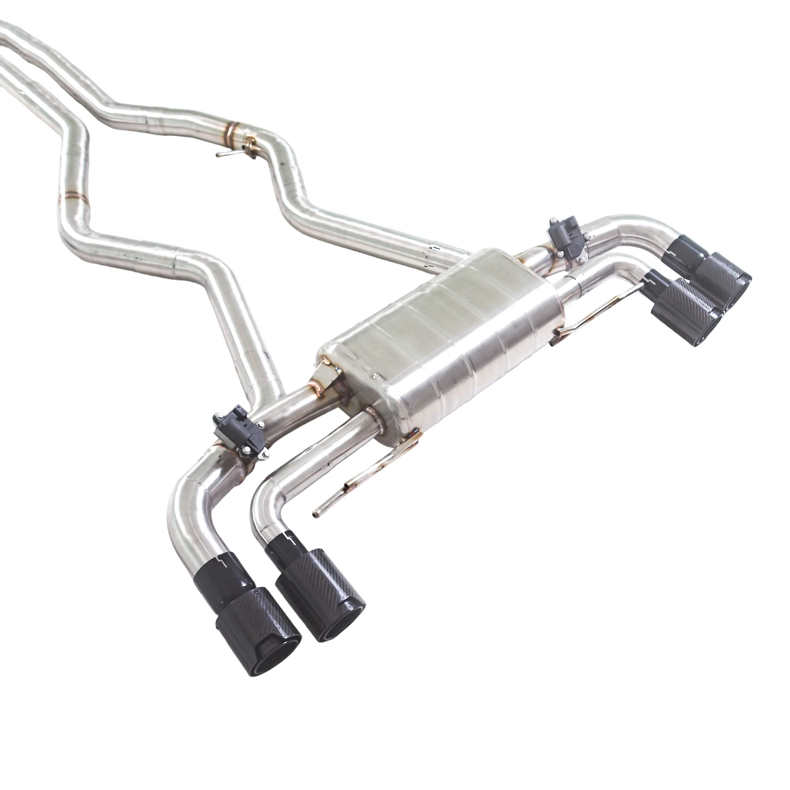 

Выхлопная система с двойным клапаном и четырьмя насадками для BMW M340i 3.0T, одинарный глушитель, нержавеющая сталь, высокопроизводительная система