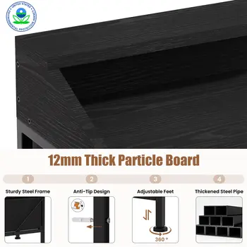 臥室梳妝台,9抽屜梳妝台,帶LED燈和充電站 - 黑色 10 最佳銷售 九抽屜櫃 - №8