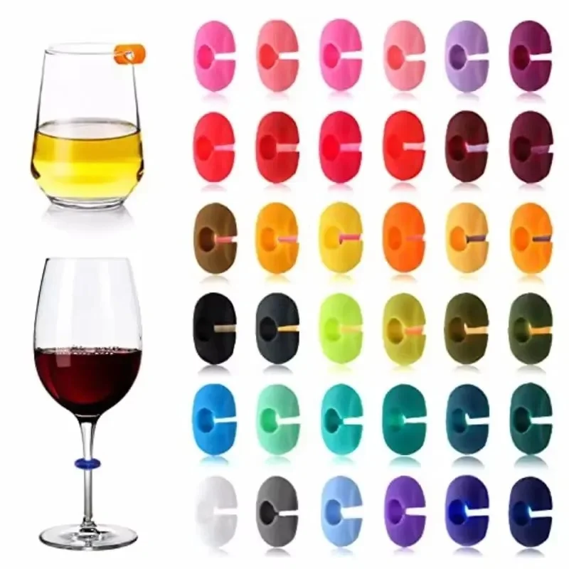 Marqueur de verre à vin en Silicone, tasse de jus de Champagne, étiquette de gobelet, barre d'identification de mariage, couleur aléatoire, outils de fête