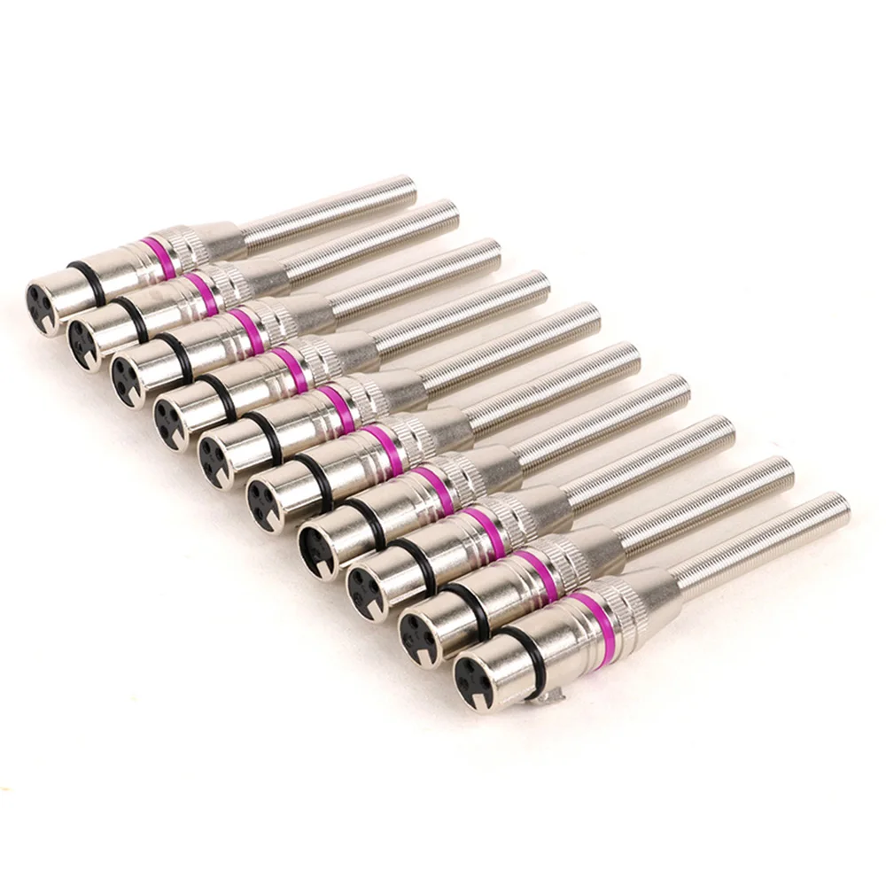 10pcs 3Pin XLR Male/Female Wire Connector Solder Type Audio Socket Microphone Line Plug Zinc Alloy Housing Silver Plated Contact