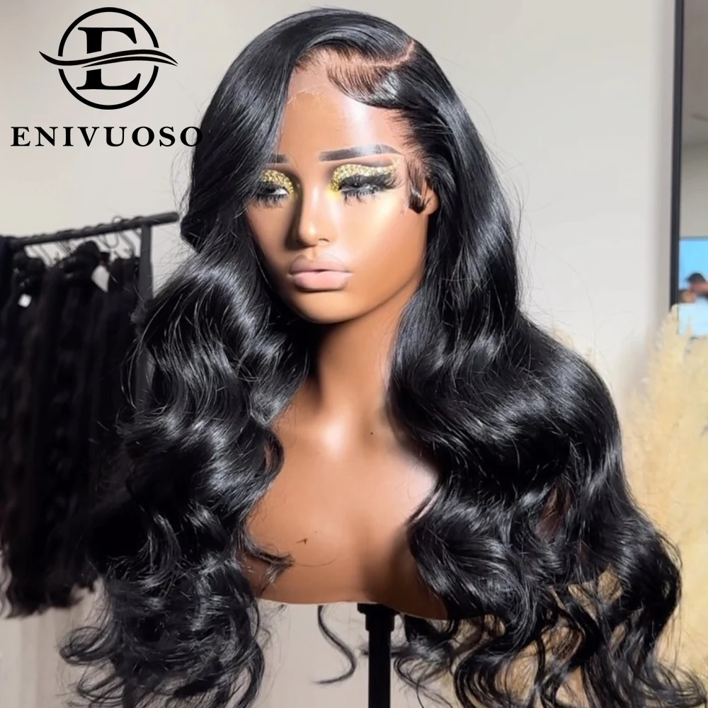 13x6 Transparent Lace Frontal Wigs For Women Heat Resistant Synthetic Hair Body Wave Glueless Wigs Pre Plucked with Baby Hair