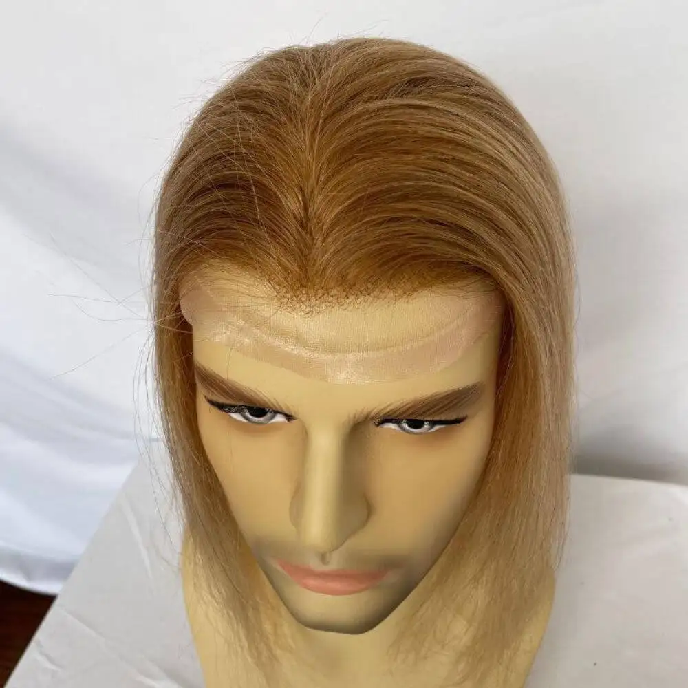 Pwigs Long Hair Men\'s Toupee 12inch 100% Human Hair Toupee Replacement For Men Wigs 10\