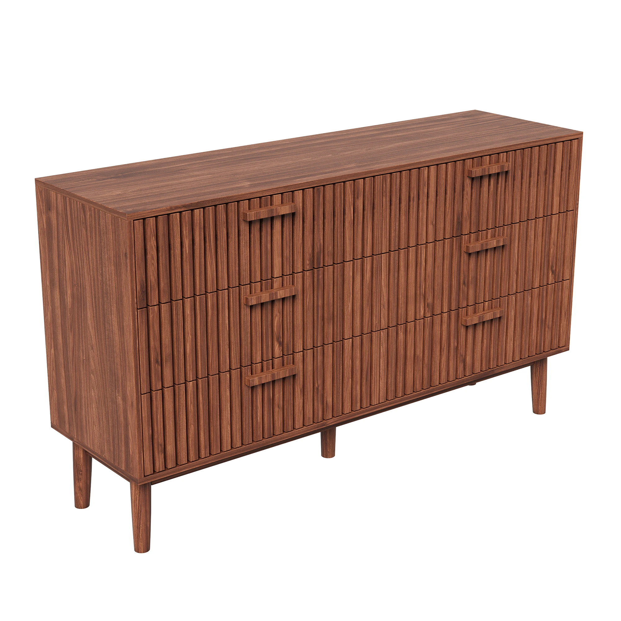 Anajqaqia Ladekast met 6 lades, opbergkast, dressoir met lades, voor woonkamer, walnootkleur