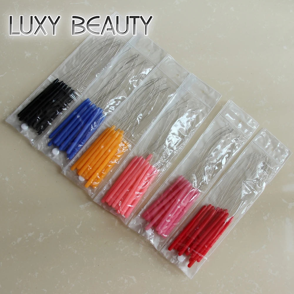 12 Pcs Hair Extension Loop Tool Hair Bead Tool Needle Threader for Styling Extensions DIY Supplies (Multicolored)