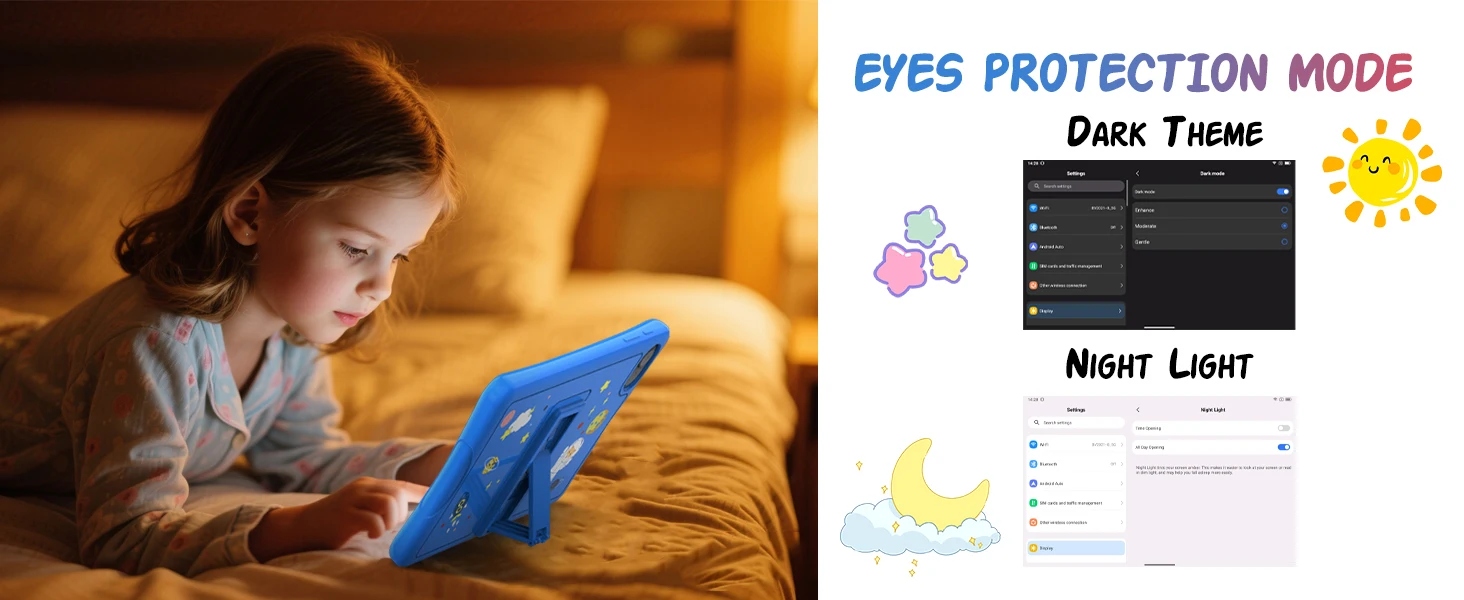 KINGRID K10 Kids Tablet 10'' Android 15 4GB RAM+8GB Expandable 64GB ROM 5G WiFi Widevine L1 5000mAh Kids Tablet PC Tablet Android Parental Control