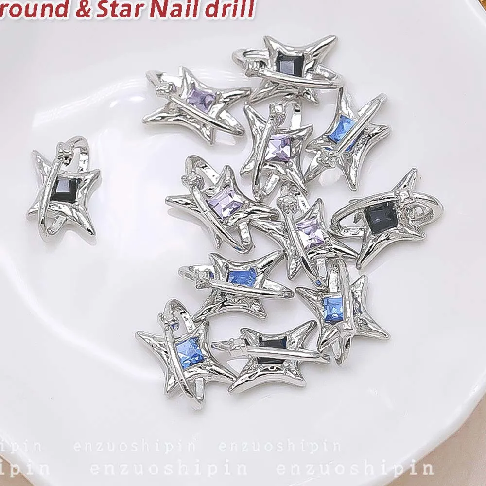 10 Stück Saturn Planet Nail Art Strass 3d Legierung Surround Stra eingelegt Zirkon Diamant Nagel Charme Luxus DIY Maniküre Dekoration