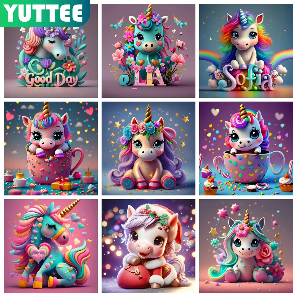 Cartoon Unicorn 5D DIY Diamond Painting Mosaic Fantasy Animal Embroidery Cross Stitch Picture Home Decor Children Gift