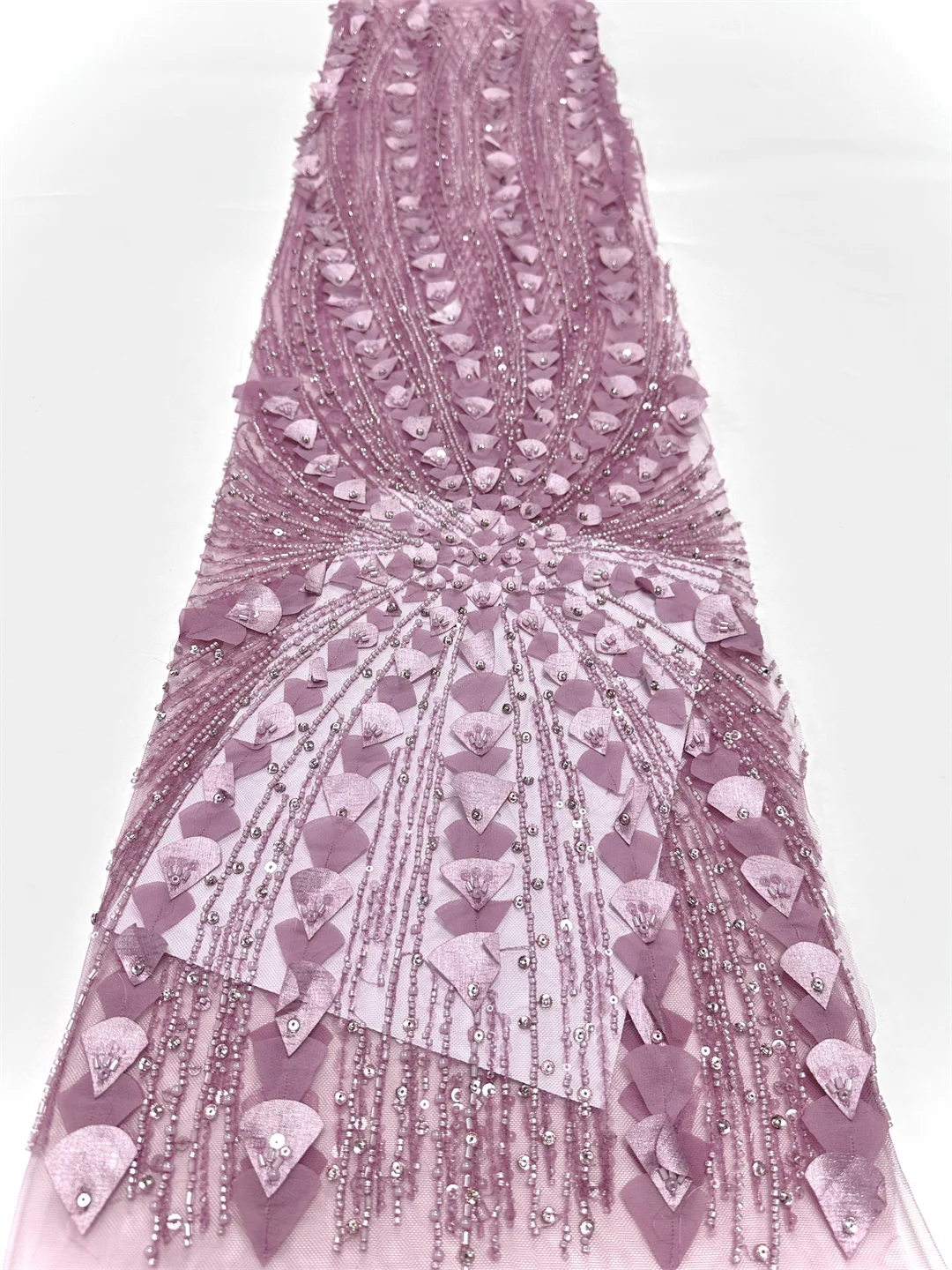 Exquisite 3D African Beaded Sparkling Pearls French Tulle Lace Fabric 2025 Nigerian Embroidery For Women Wedding Evening Gown