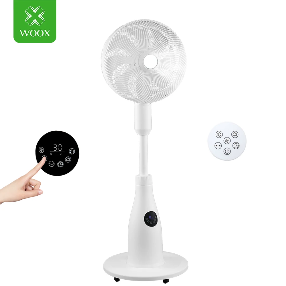 Ventilateur à brumisation d'eau WOOX 14" pour l'été, avec télécommande, humidificateur et ventilateur de sol, autonomie de 8 heures avec réservoir d'eau de 2L, moteur DC silencieux en cuivre à 7 vitesses, contrôle tactile facile, rotatif.
