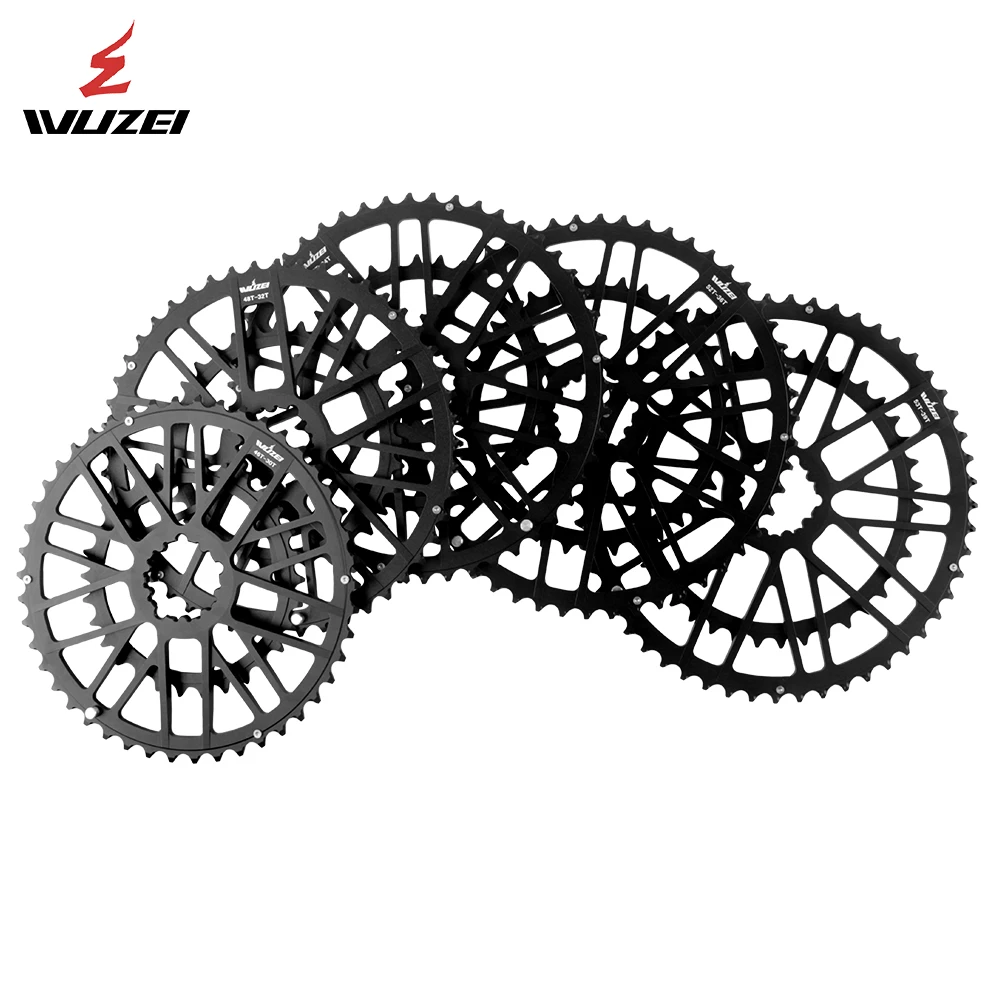 WUZEI 3 Bolt  2X8/9/10/11/12S 46/30T 48/32T 50/34T 52/36T 53/39T Road Bike Chainring 2X11/12V Folding Gravel Chainwheel Crown