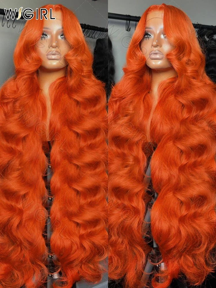 Wigirl HD Transparent 13x6 Ginger Body Wave Lace Front Wig 350 Orange Color 13X4 Lace Frontal Human Hair Wig 200% For Women