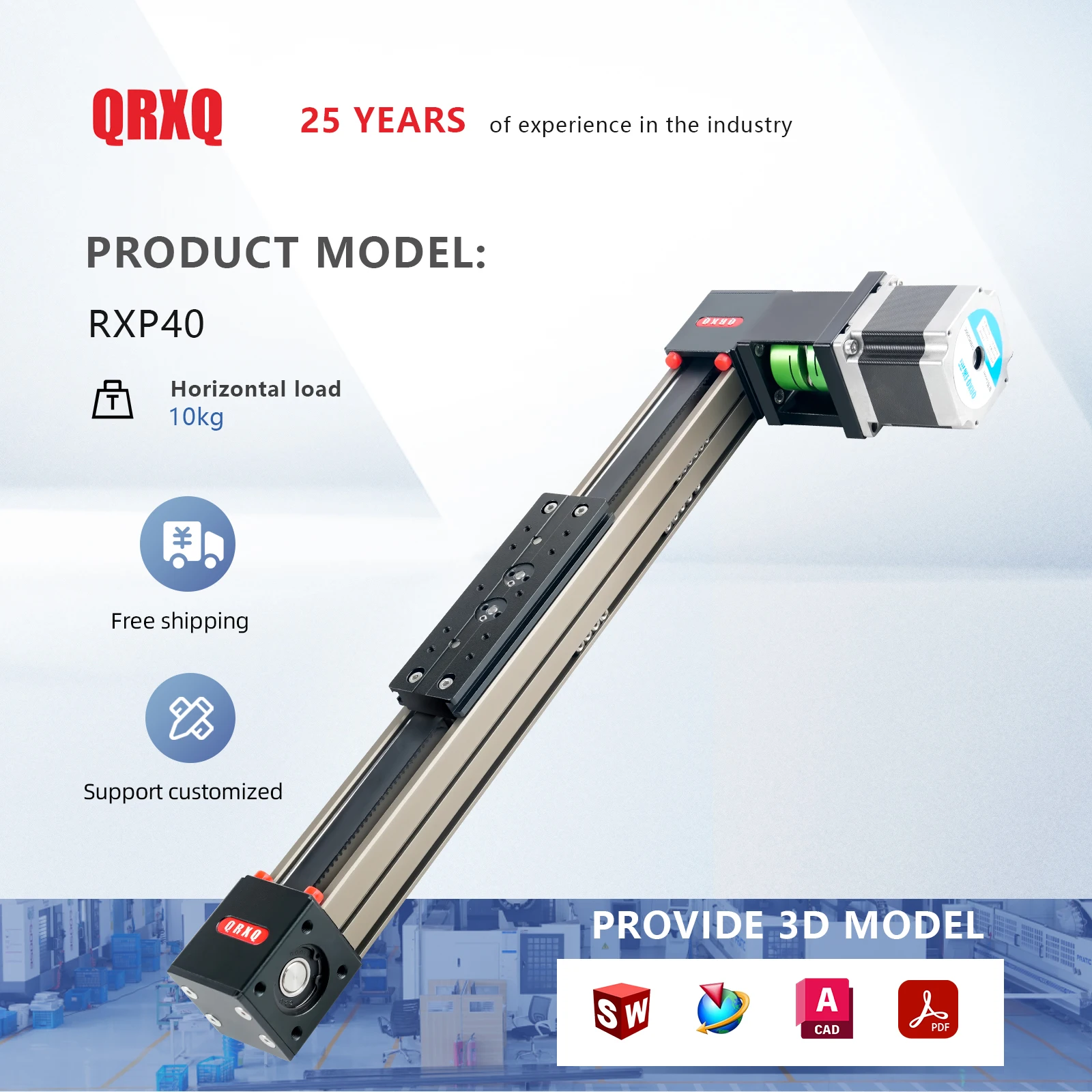 QRXQ RXP40 High Speed linear Guide 700mm 800mm 900mm 1000mm CNC Rail Belt Driven Lightweight Linear Actuator