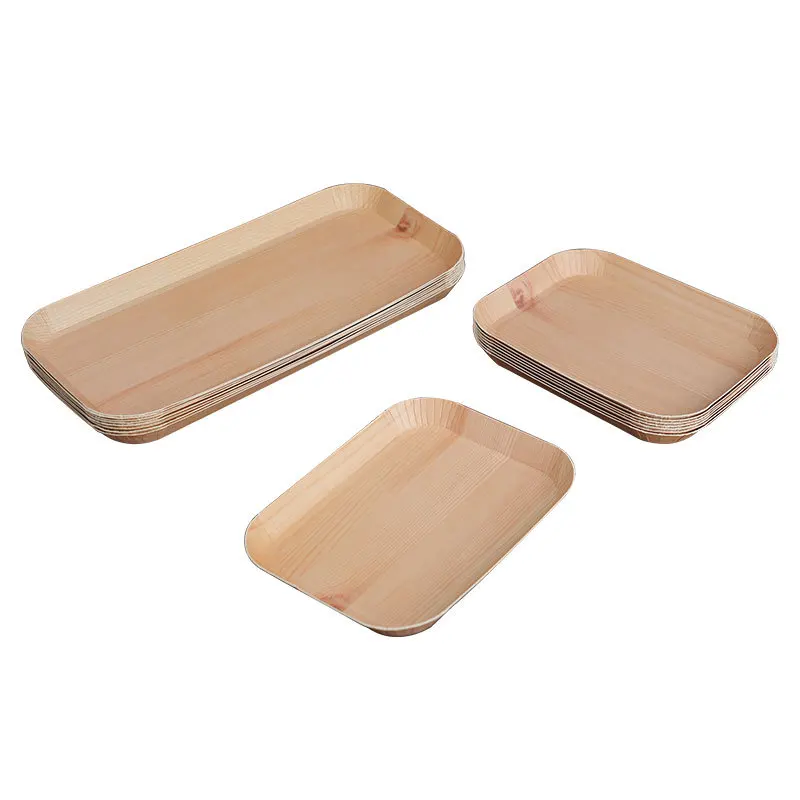 Disposable Plates Vegetable Plates Wood Grain Paper Cake Dish Disposable Dishes Disposable party trays Disposable Tableware