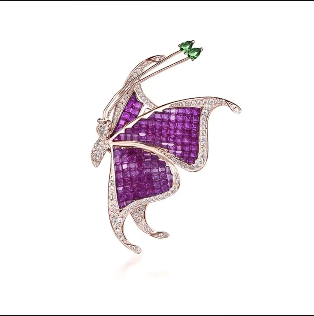 KOSE S925 14K Gold Plated Butterfly Enamel Pins Sterling Silver Brooches Iced out with AAAAA CZ for Women Luxury Designer