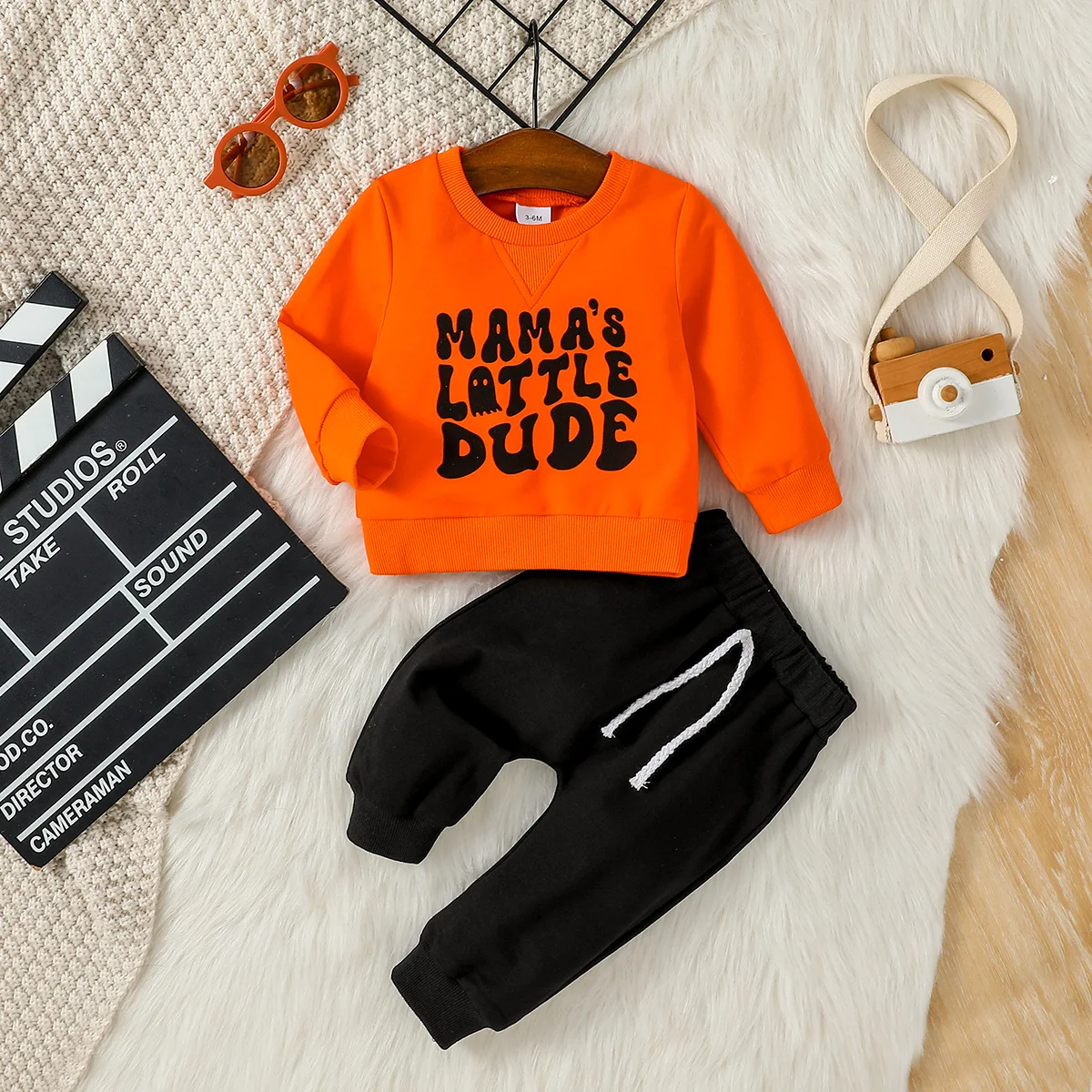 0-3Y Baby Boys Autumn Winter Clothes Set  Long Sleeve Letter Print  Tops Sweatshirt Pants Toddler  Daily Outfits