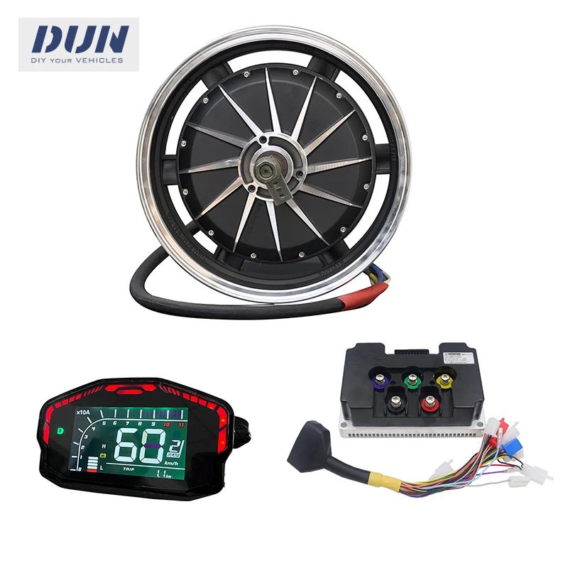 YUMA 14*3.5inch 4000W 90KMH 45H 48V 60V 72V Disc Brake Hub Motor with ND72680 Controller and DKD Display For Electric Motorcycle