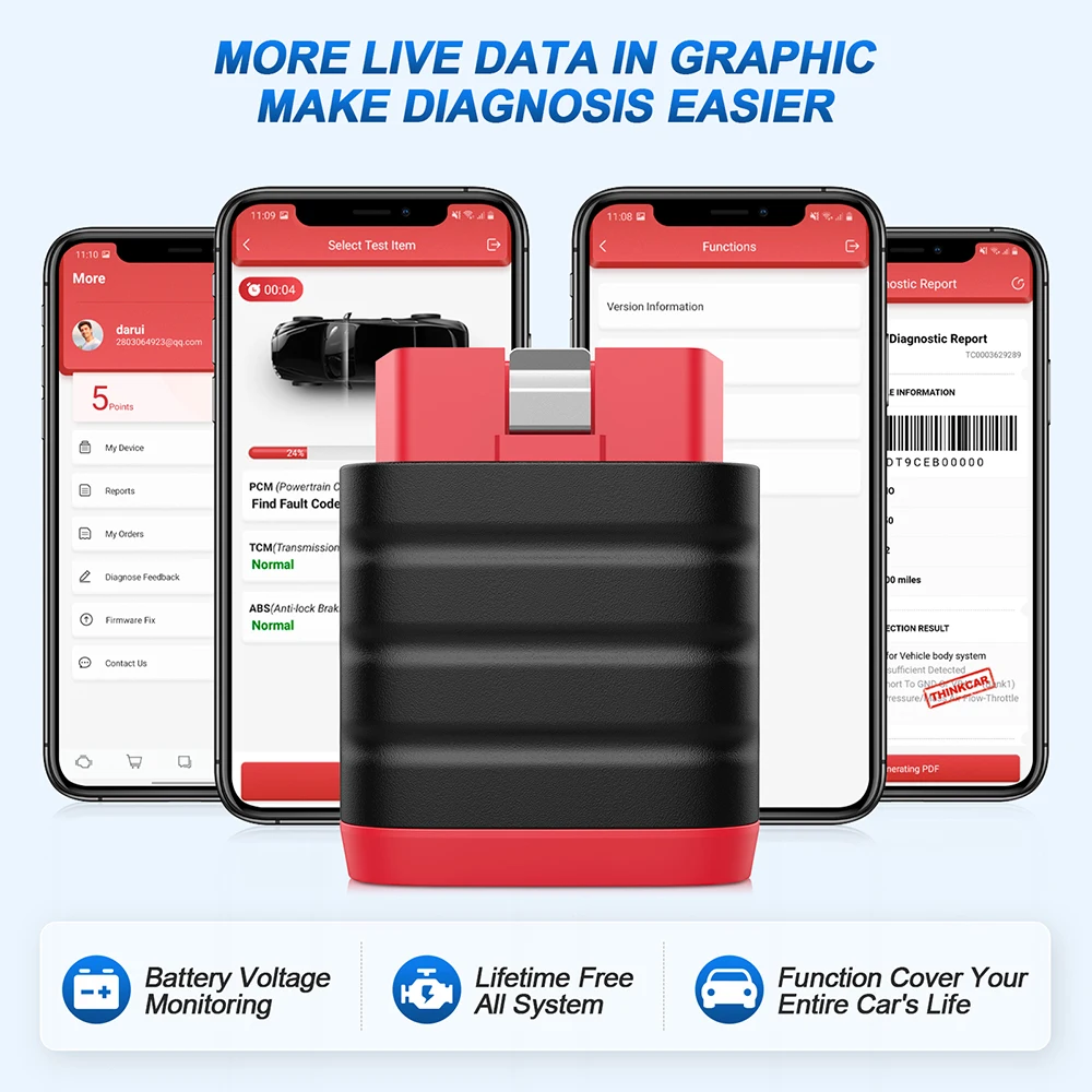 THINKCAR ThinkDiag Mini escáner automotriz OBD2, herramientas de diagnóstico de coche, lector de código OBD, todos los sistemas de diagnóstico,