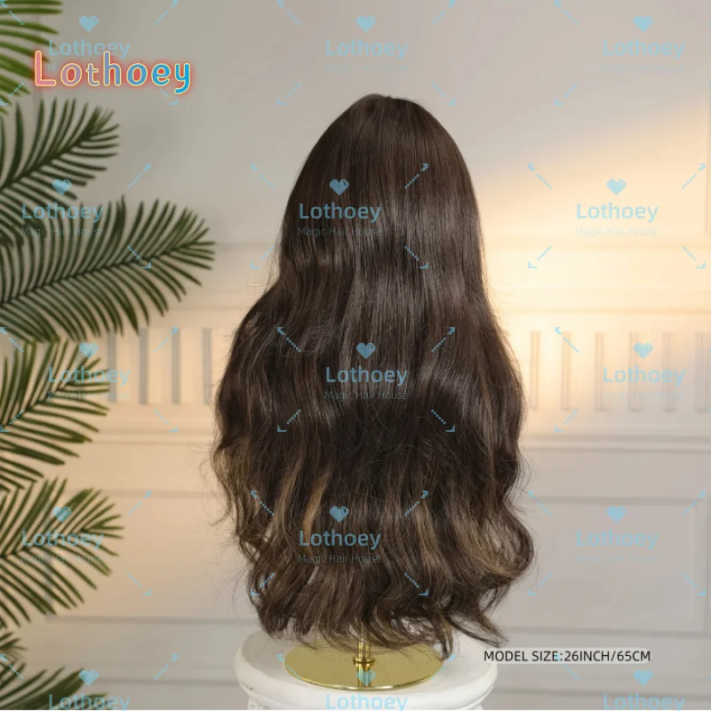 Highlight human hair wig glue-free wig brown wig silk base wig comfortable and easy to wear