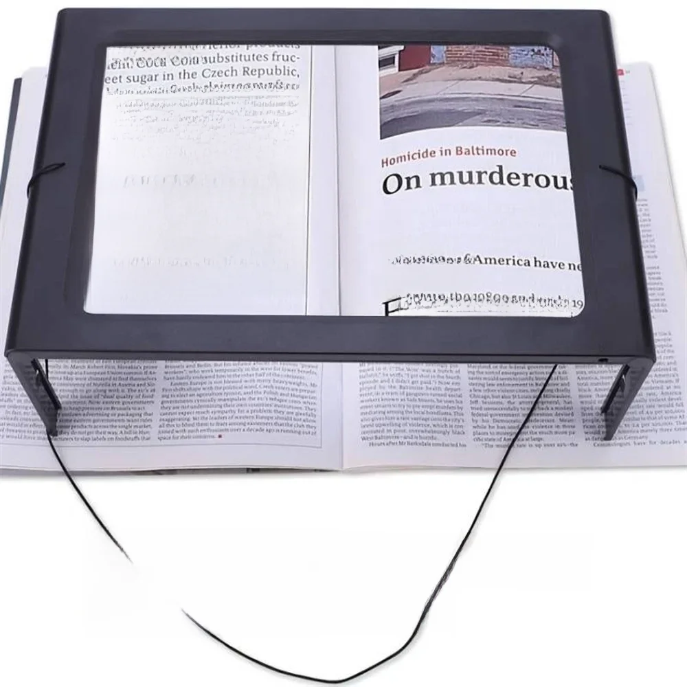A4 Reading Magnifier 3X Large Full Page With LED Lights Foldable Desktop Magnifying Glass For Seniors Low Vision Book Reading