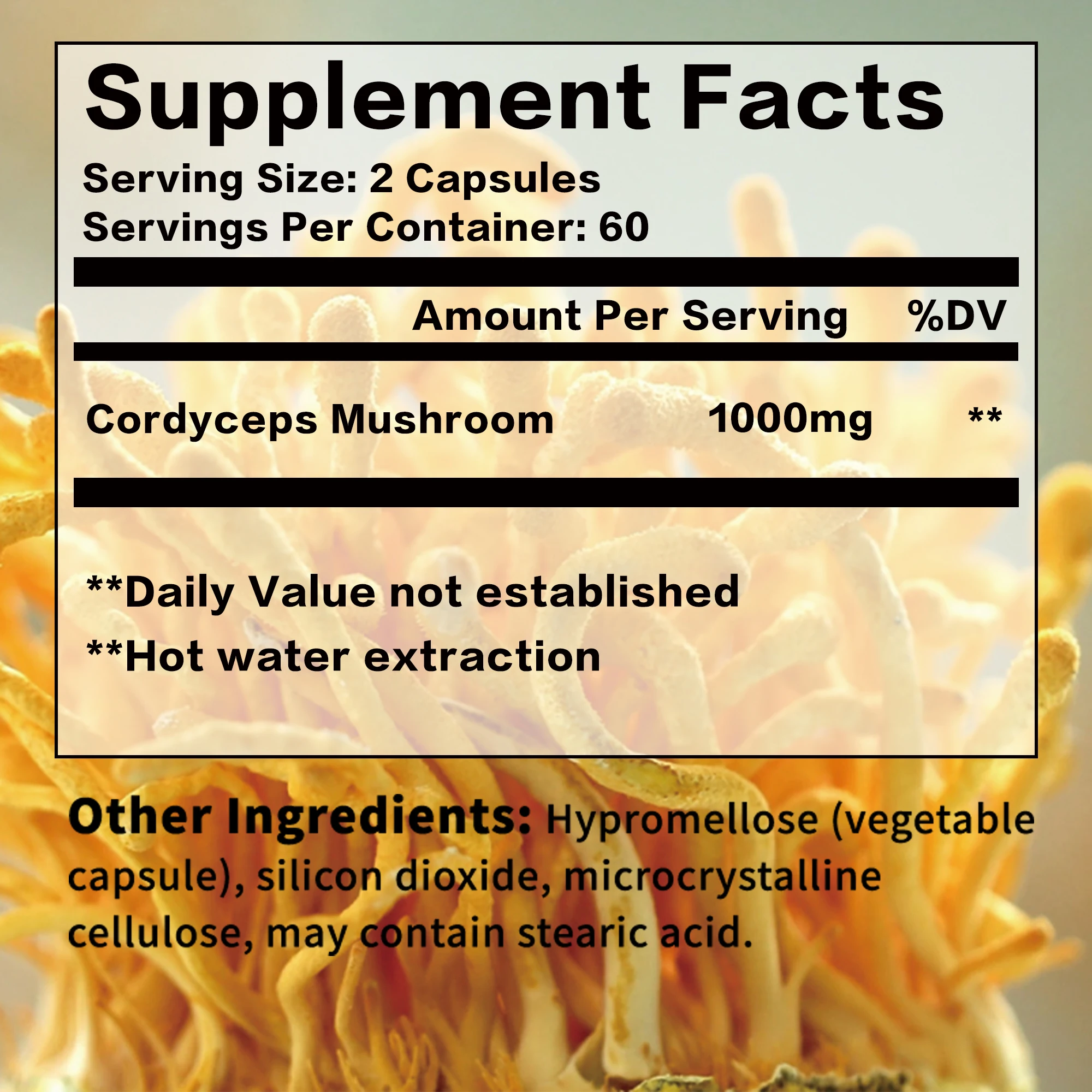 Cordyceps Supplements - Boosts Energy, Endurance and Stamina, Improves Memory and Concentration - 120 Capsules