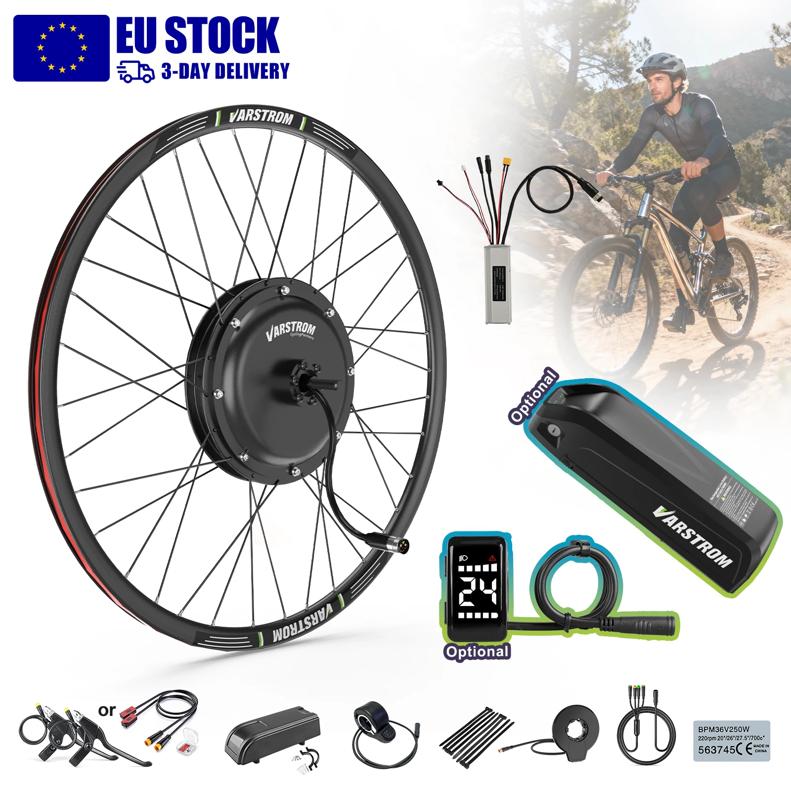 48V 1000W 1500W Hinterrad-Nabenmotor Varstrom JYLT 26inch 27.5inch 28" 29" 700C Drive Elektrofahrrad Umbausatz mit Hailong Akku 52V 20AH 25AH 30AH für Fahrrad mit Scheibenbremse Kassette Typ