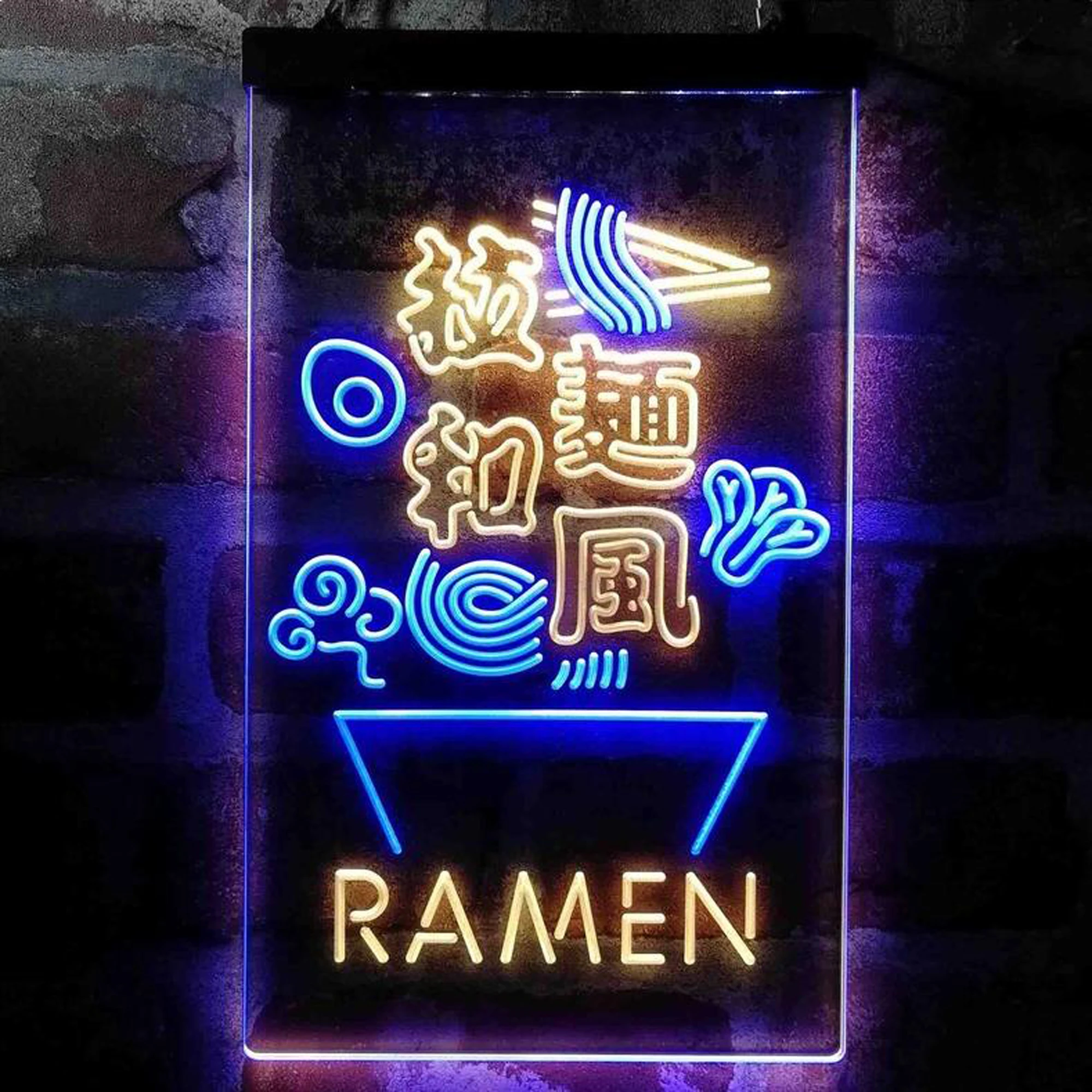 Custom Dual Neon Sign Ramen Bowl Japanese Style Dual Color LED Neon Light Japanese Noodles Ramen Dual Color LED Light Sign