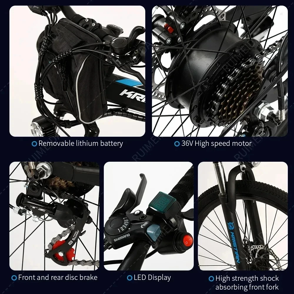 NEW Mountain Bike Disc Brake Moped Electric Bicycle Retro Motorcycle 36V 350W Foldable Motorcycle Adult Bicycle Electric Bicycl