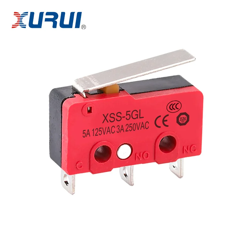 10 قطعة Xurui Mini Micro Switch XSS-5 Series ، 5A/125VAC 3A/250VAC ، مكبس دبوس ، رافعة مستقيمة ، رافعة دوارة ، حافة سكين ، لـ CNC #2