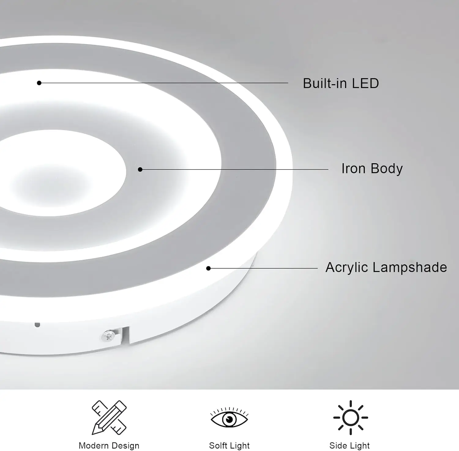 Runde LED-Deckenleuchte, moderne LED-Deckenleuchten 28 W für Flur, Schlafzimmer, Badezimmer, Küche, Wohnzimmer – Detail 8