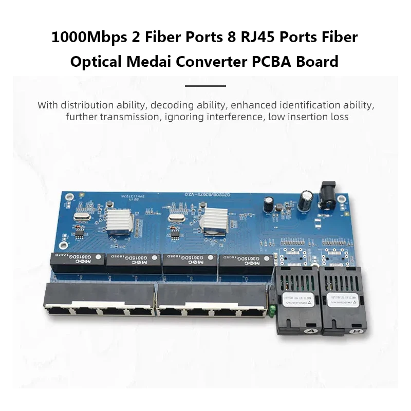 Imagem -02 - Interruptor do Ethernet da Fibra do Gigabit Placa Ótica do Conversor dos Meios do Único Modo Pcba Rj45 sc 10 m 100 m 1000m