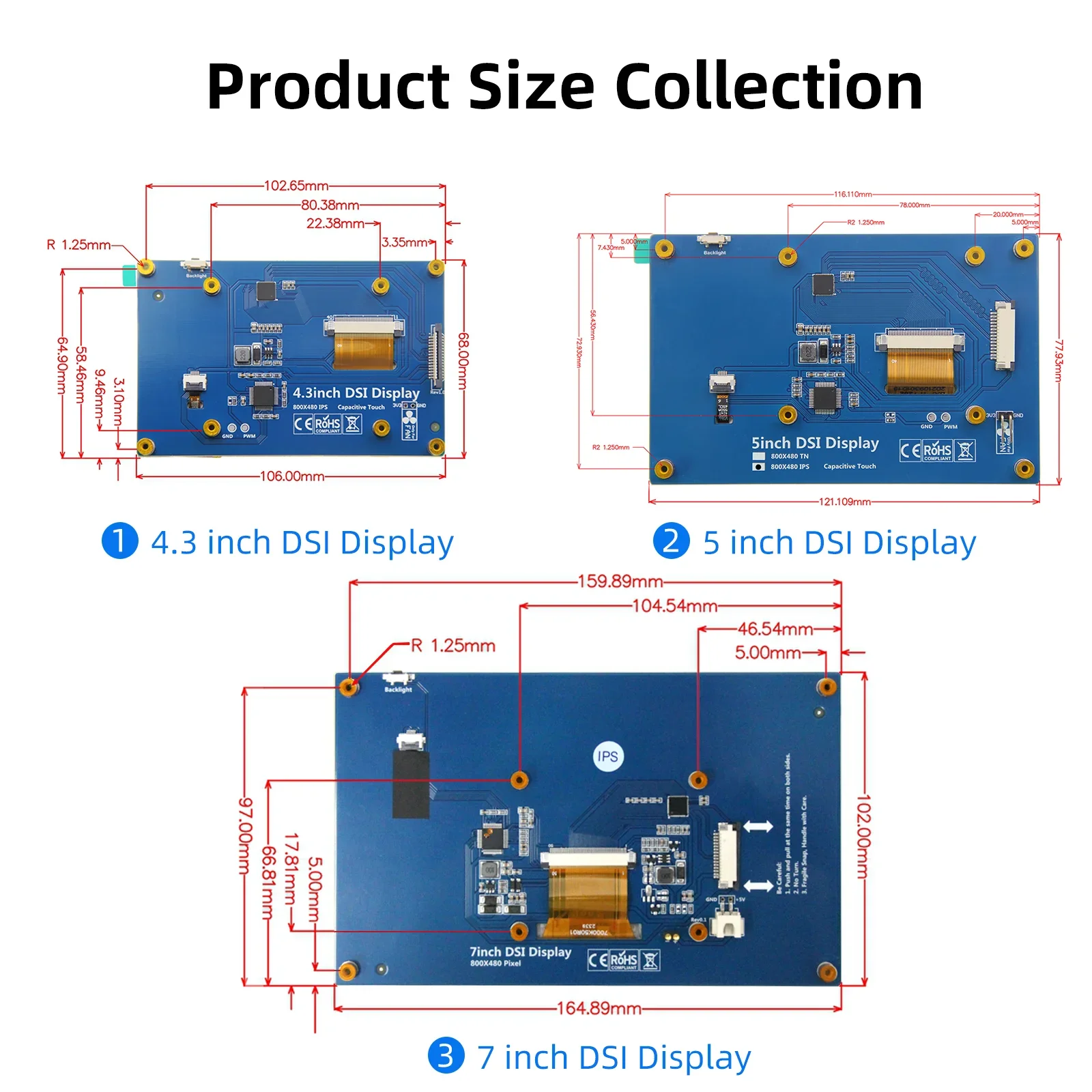 Imagem -05 - Ipistbit-monitor Lcd Ips Tft Capacitivo Tela Sensível ao Toque Dsi Raspberry pi 4b 3b Mais 3b 3a Mais 2b 1b Mais 1a Mais Polegada 800x480