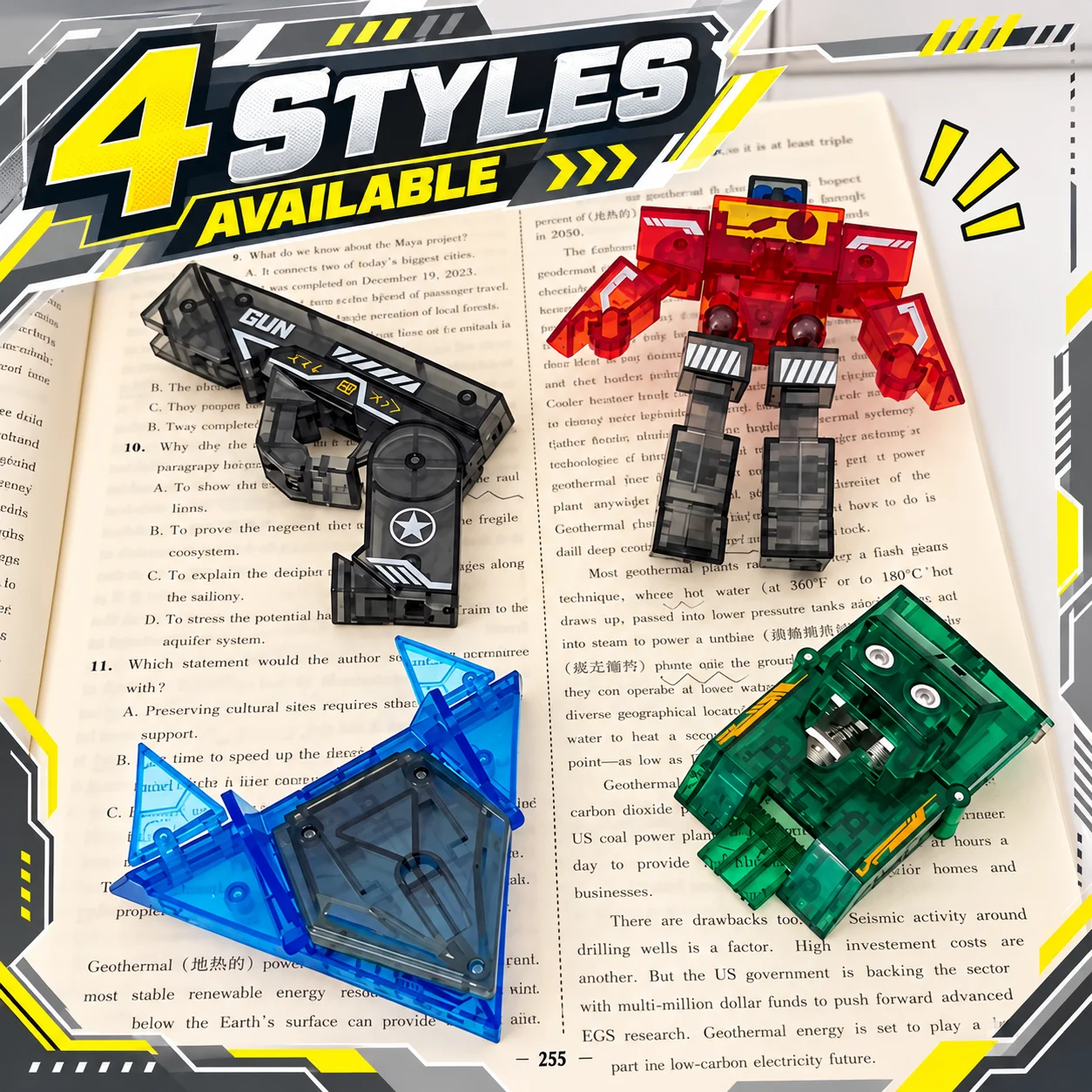 Transformable Ruler Tank Pistol Gun Spaceship Robot,Dual-Mode 3-in-1 Robot Ruler Educational Interactive Hanging Sationary Gift