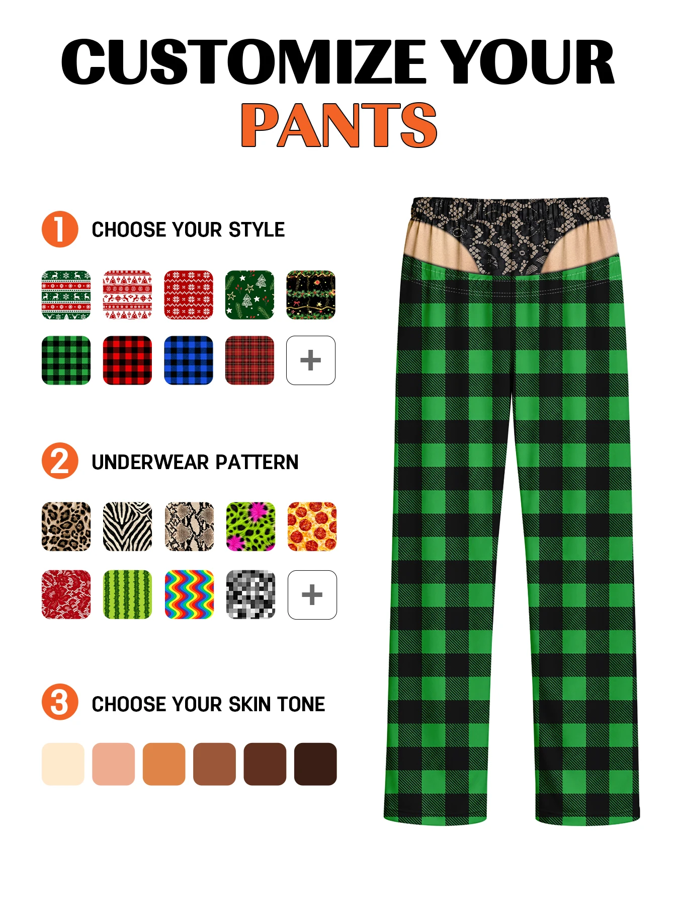 Personalized Funny Photo Pajama Pants for Men Women, Fake Butt & Underwear Pajama Pant, Custom Holiday Lounge Pants
