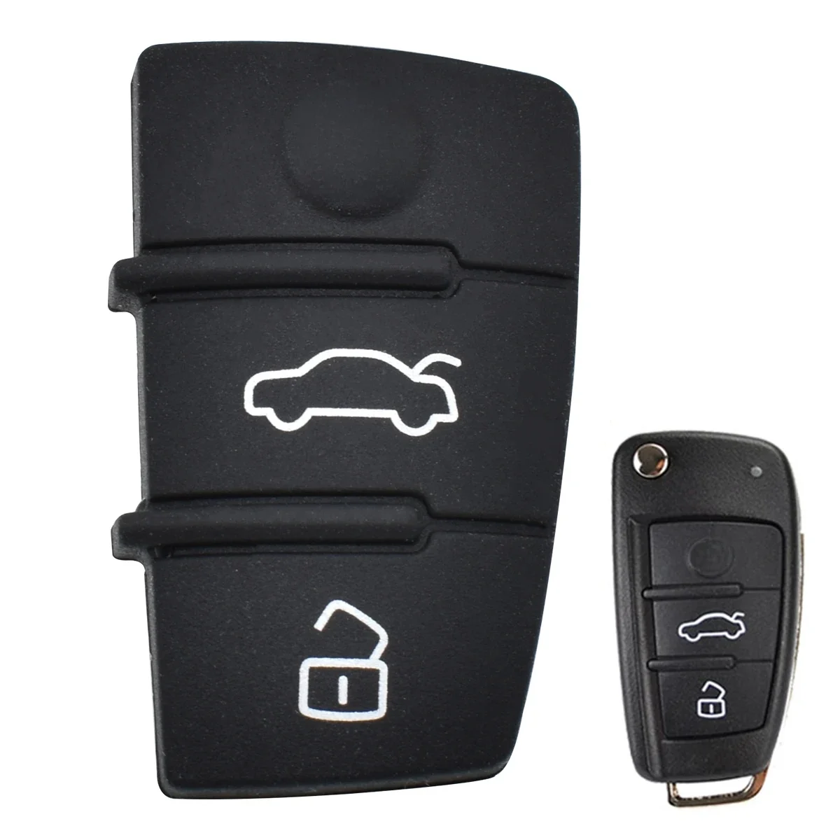 Remplacement de clé à distance en caoutchouc pour Audi, porte-clés à distance, coque de clé à rabat pour Audi A1 l's A3 A4 A5 horizon A8 Q5 Q7 TT RS, réparation de voiture, 3 boutons