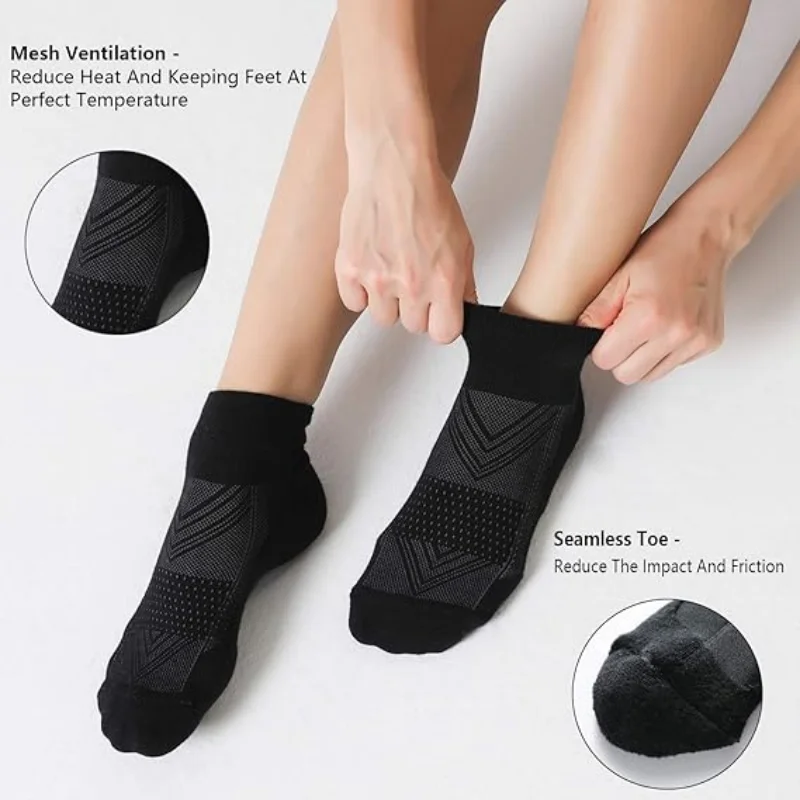 5 Pack Men\'s Ankle Socks with Cushion, Sport Athletic Running Socks