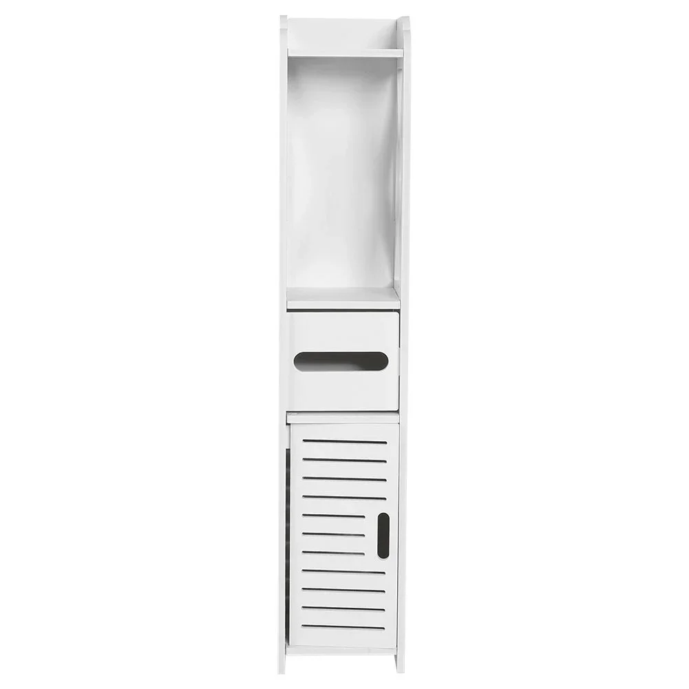 80×15.5x15CM Bathroom Toilet Furniture Cabinet White Wood Cupboard Shelf Tissue Storage Rack