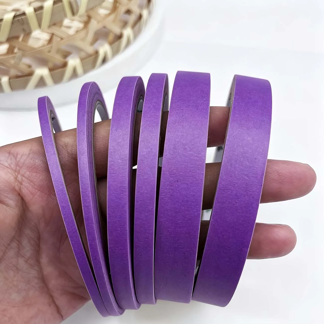 3 Sizes Purple Paper Tape - 3/6 Rolls of Artistic for Spray Painting Masking, Nail Art, Clothing Cut Creative DIY Projects