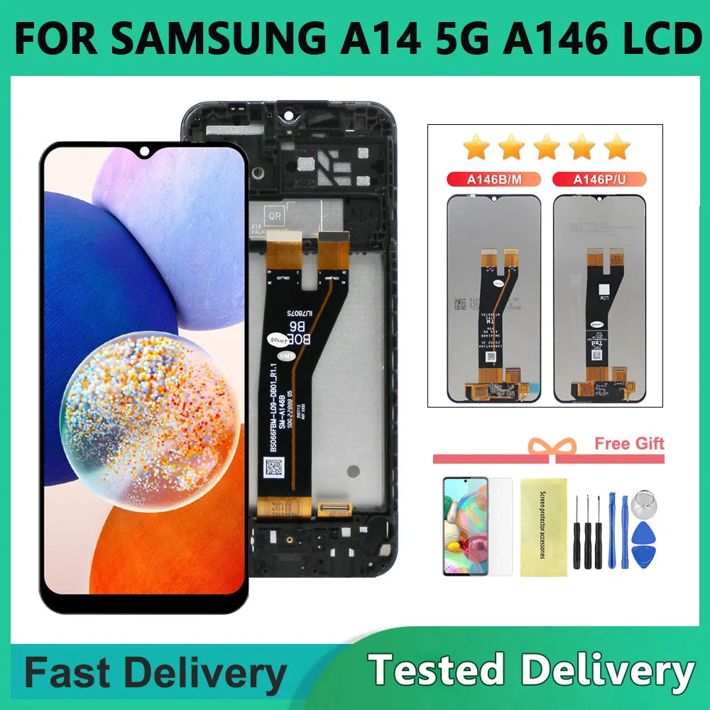 6.6\'\' Screen For Samsung A14 5G Display A146 Touch Screen Digitizer Replacement Parts for Samsung A146B A146P 146U A146M LCD