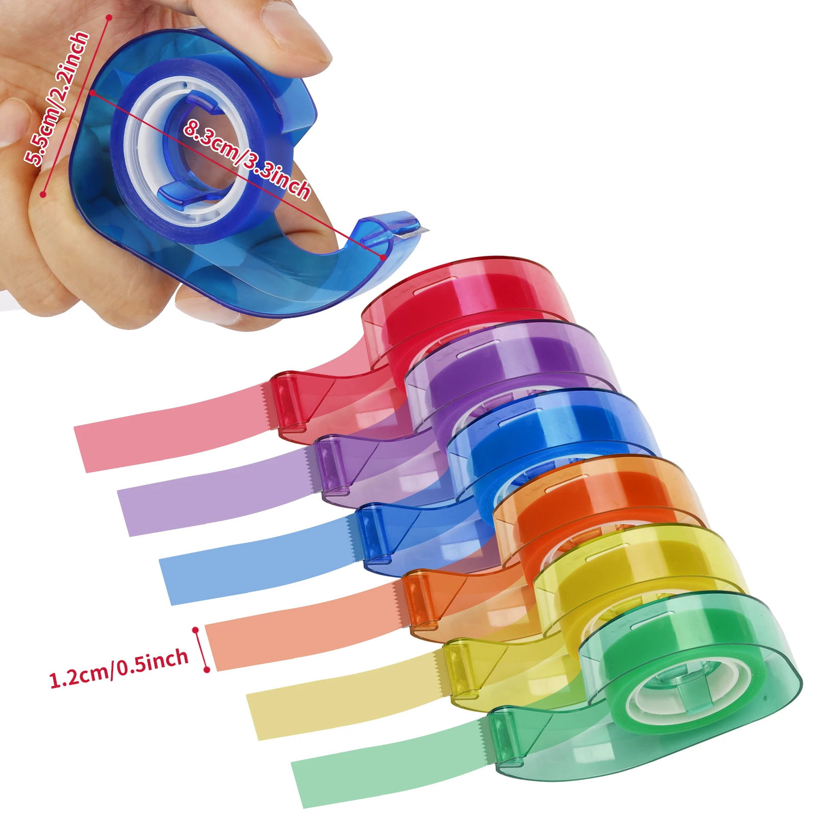 Eagle Creative Tape Dispenser Set, DIY Hand Tools,6 Pcs Colored Transparent Tapes Included, School Supplies Office Stationery