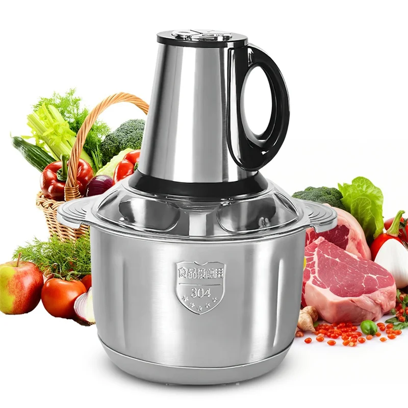 Electric Meat Mincer Grinder 5L Stainless Steel Chopper Food Processor Garlic Mud Maker Maker wide Capacity kittens