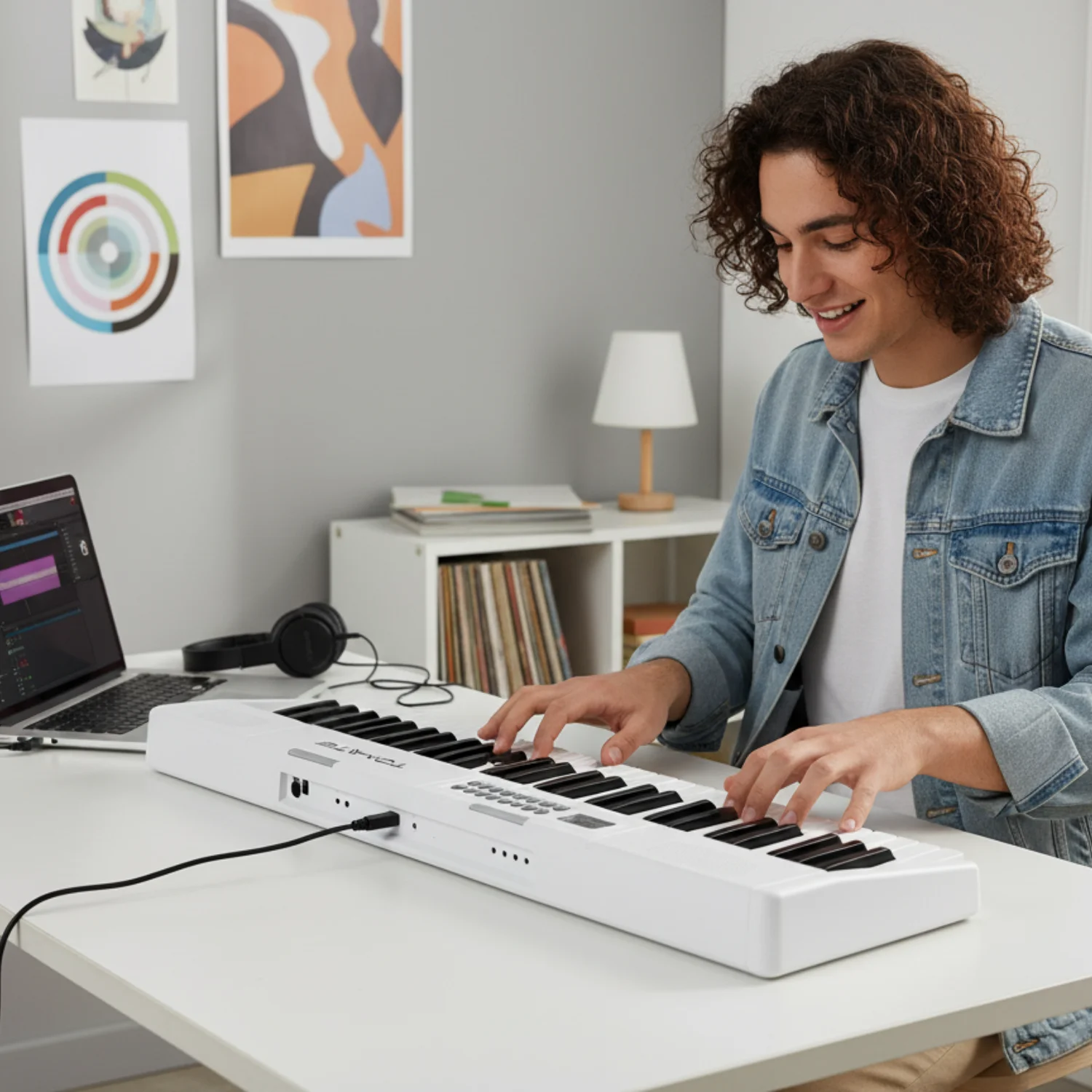 61 مفتاح قابل للطي البيانو الإلكتروني لوحة المفاتيح الموسيقية بطارية داخلية 200 Ritmos 200 Timbres وظيفة التعلم والميكروفون #5