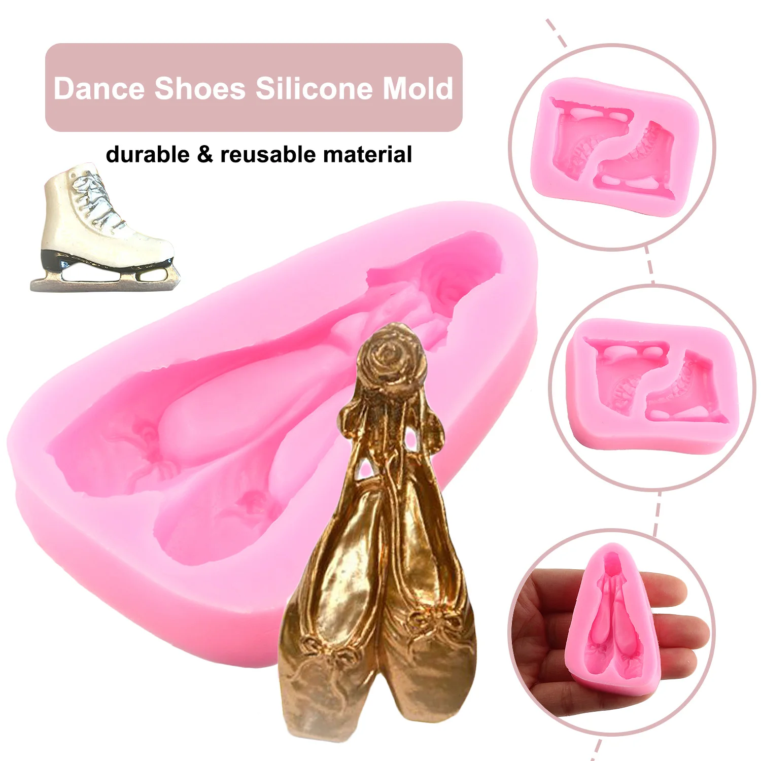 Ballet Shoes Silicone Mold Wide Ice Skates Fondant Molds Cake Decorating Tools Cupcake Candy Clay Chocolate Gumpaste Mould