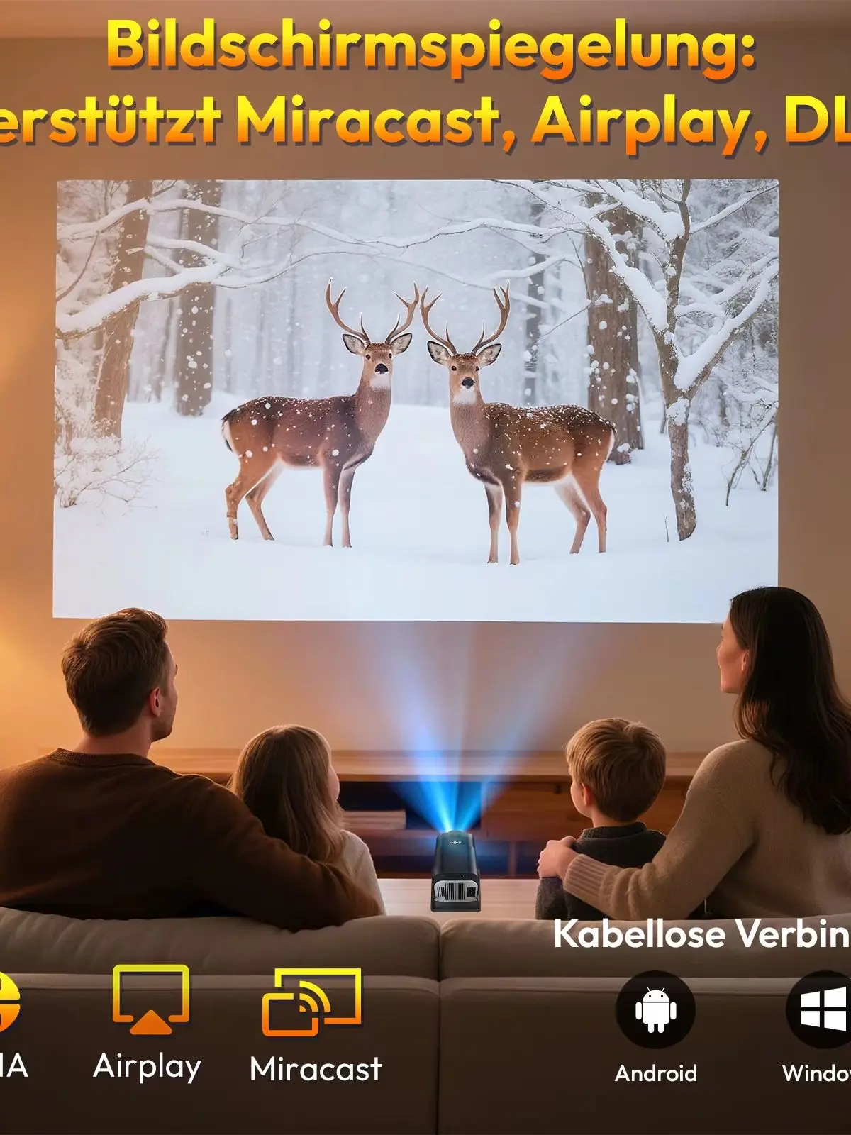 XGODY 350ANSI Android 14 8K projector Mini Native 720P H726 Wifi6 BT5.0 Beamer Home Cinema Buiten Portable 180 °   Draaibaar - afbeelding 2