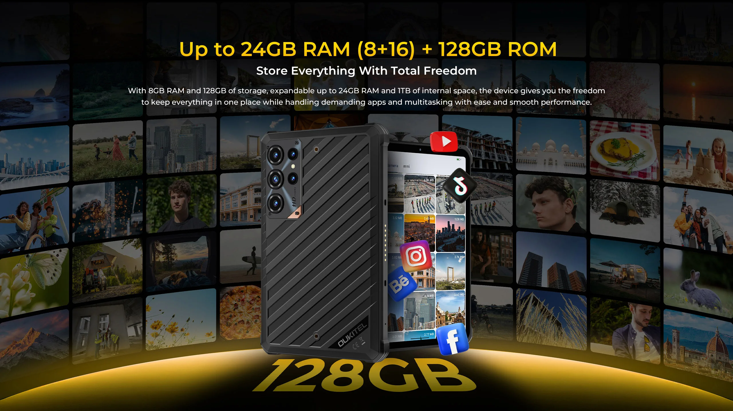 OUKITEL RT11 5G Rugged Tablet PC 8 Inch HD Display , Up to 24GB RAM(8+16) +128GB ROM 1TB Expandable,10000mAh Large Battery,Dock Charging,IP68 IP69K , Android 16 Industrial Rugged Tablet