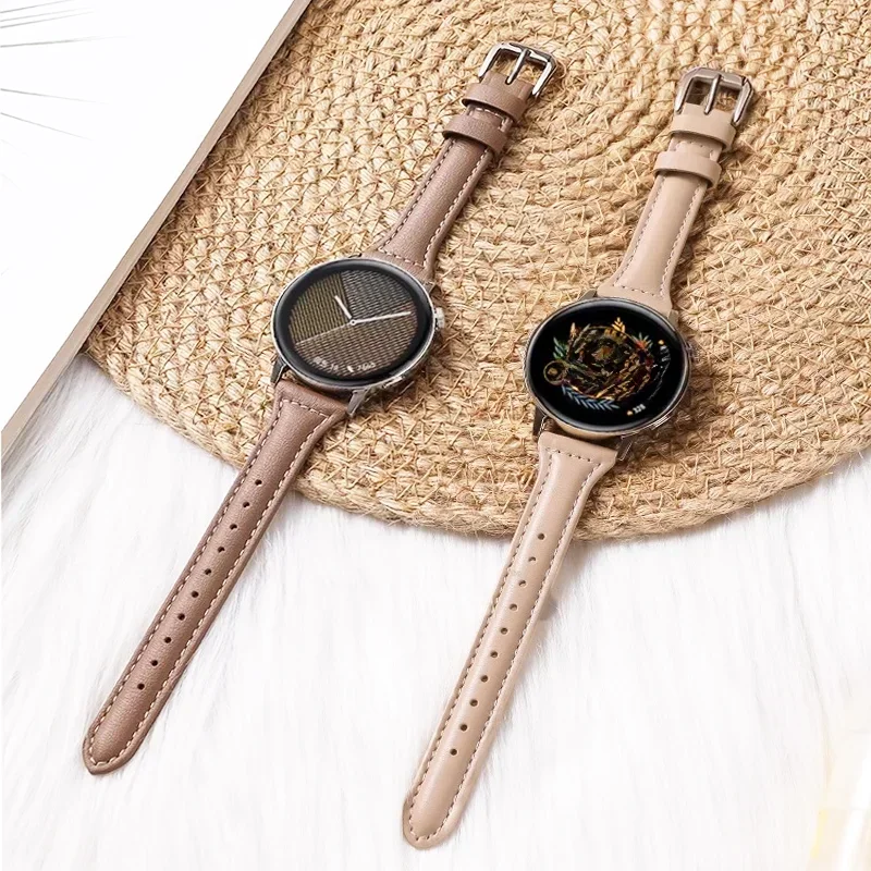 Slanke Leren Band Voor Samsung Galaxy Watch 7/Fe/6/5/5 Pro/4 Classic/Active 2 20Mm 22Mm Sportarmband Huawei Horloge Gt 4-3 Band - afbeelding 2