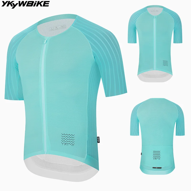 

YKYWBIKE 2025 Men MTB Collarless Cycling Jersey Aerodynamic Raglan Short Sleeve Bicycle Shirt Road Bike Summer Jersey Pro