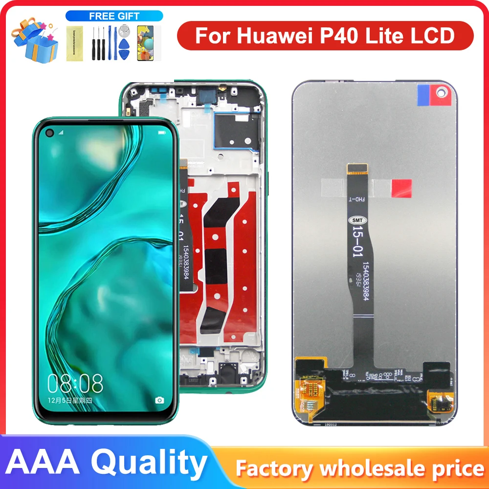 Super AMOLED Display For Huawei P40 Lite LCD Touch Screen Digitizer Assembly With Frame Display Replacement For Nova 6 SE LCD