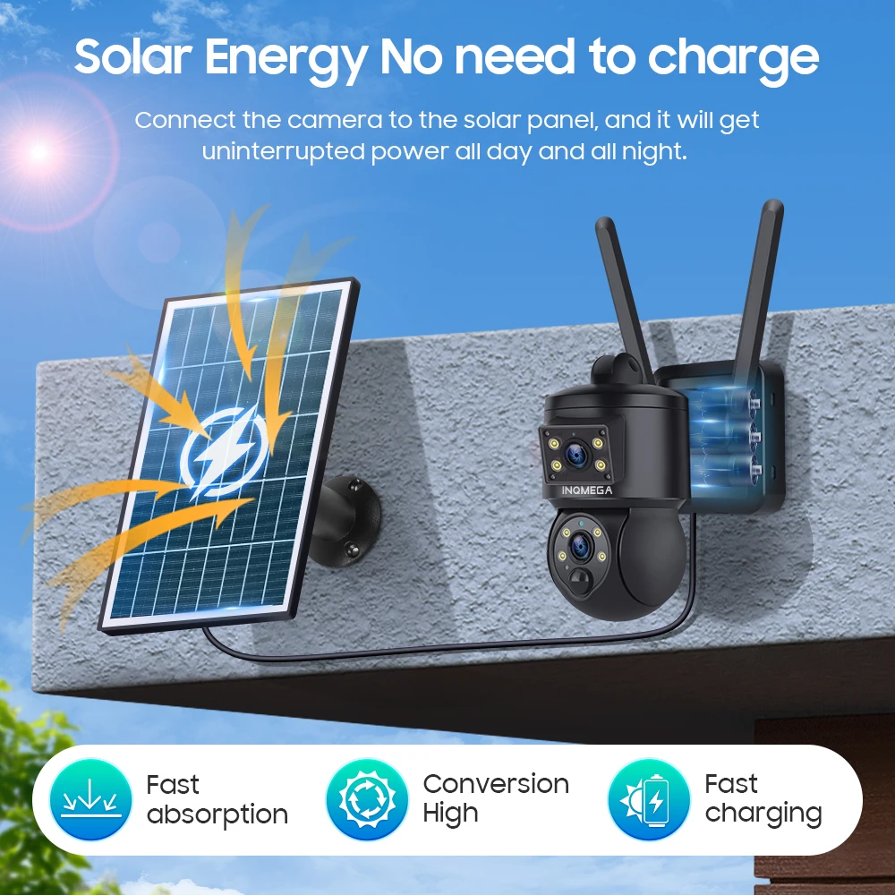 Dual Lens 4G Camera Solar PIR Human Detection Night Vision Waterproof Security Video IP Camara 8MP 4K Battery CCTV Monitor