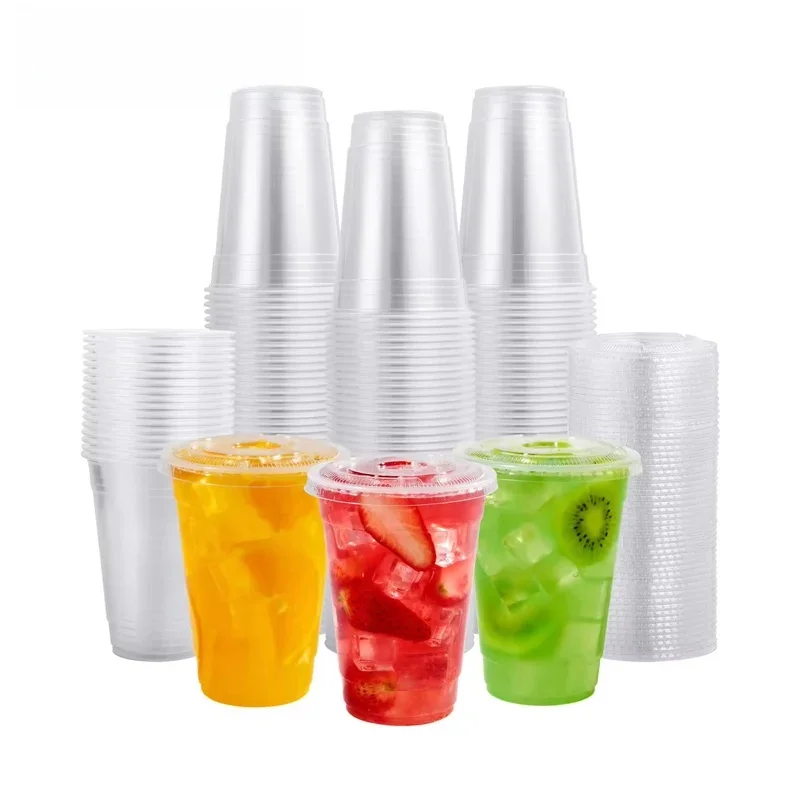 400ml 100% Biologisch Afbreekbaar Recyclebaar Transparant Wegwerpdrank Plastic Pla Melk Thee Koffie Vloeibare Beker met Stro - afbeelding 2